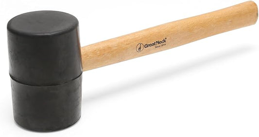 GreatNeck RM32 32 Oz Rubber Mallet Hammer For Construction, Woodworking, Automotive, Heavy Duty Double Faced Mallet Features Polished Hardwood Handle, Dual Sided Non-Marring Rubber Head