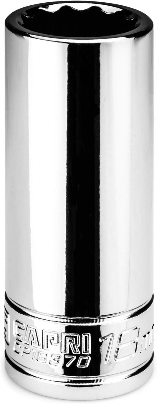 Capri Tools 18 mm Deep Socket, 3/8 in. Drive, 12-point, Metric