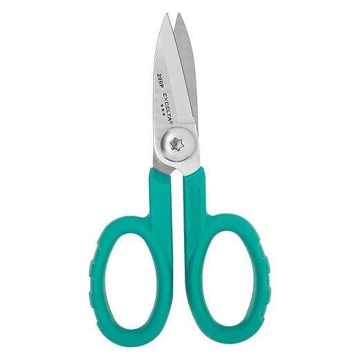 Excelta Kevlar Cutting Scissors, 5.5" Stainless Steel Blades, 1.75" Straight Blade Length, Serrated Edge, Comfort Molded Handles, Professional