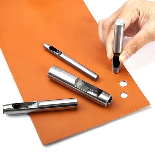 WUTA Hollow Punch Leather Hole Cutter 10Pcs 1.5mm Round Punch Tool Set, Leathercraft Working Kit for Watch Band, Fabric, Plastics, Gasket Belt (1.5mm)