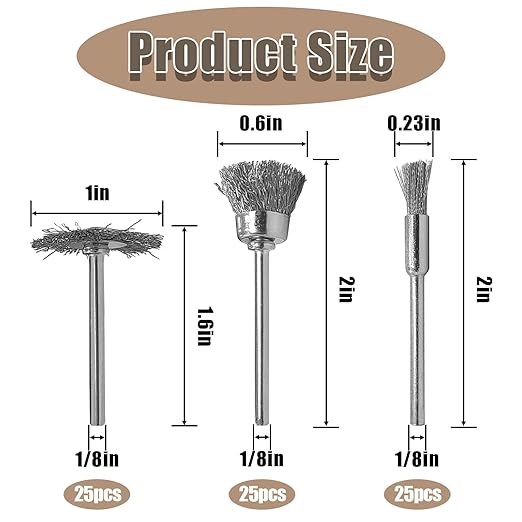 75Pcs Wire Brushes Set Steel Wire Brush Polishing Wheels Full kit 1/8" Shank Accessories for Rotary Tools