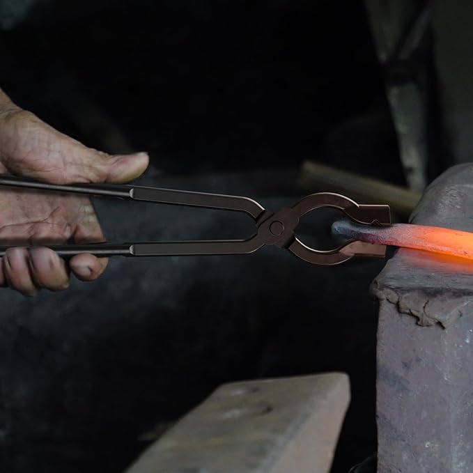 Blacksmith Tongs Set,2PCS Blacksmith Forge Kit for Beginner and Seasoned Blacksmiths, Craftsmen and Bladesmiths