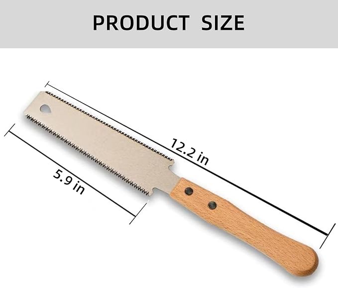 12.2 Inch Double Edged Hand Saw,Japanese Style Hand Saw,Detachable & Flexible Flush Cut Saw for Fine and Coarse Cutting Woodworking (Wooden Handle)