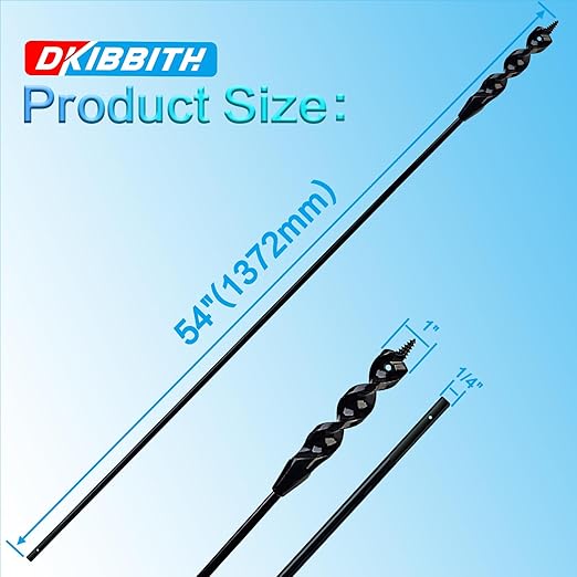 DKIBBITH Flexible Installer Drill Bit for Pulling Wires Through Walls Ceilings and Sidewalks,54-Inch Long, 1-Inch Auger with a Fish Eye Hole and Screw Point, 1/4" 3-Flat Anti-Slip Shank.