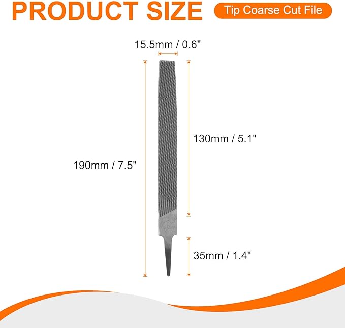 HARFINGTON 2pcs Tip Coarse Cut File 6" Double Cut Teeth High Carbon Steel Hand Rasp File without Handle for Metal Wood Deburring Removing