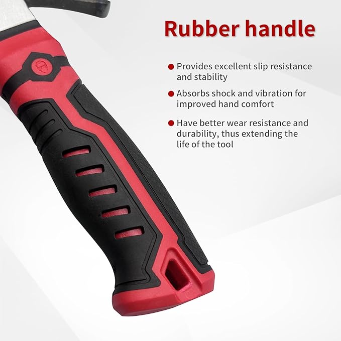 Small Hammer 12oz, Claw Hammers for Picture Hanging, Martillos De Construccion, Small Hammer for Women, Suitable for Family, Camping, Stakes, DIY, Red x Black