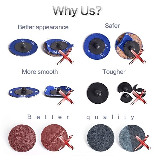 NYXCL Miroku 80Pcs Mixup 2 inch roll Lock Quick Change Discs Set, A/O Sanding Discs with 1/4" Holder, for Die Grinder Surface Prep Strip Grind Polish Finish Burr Rust Paint Removal