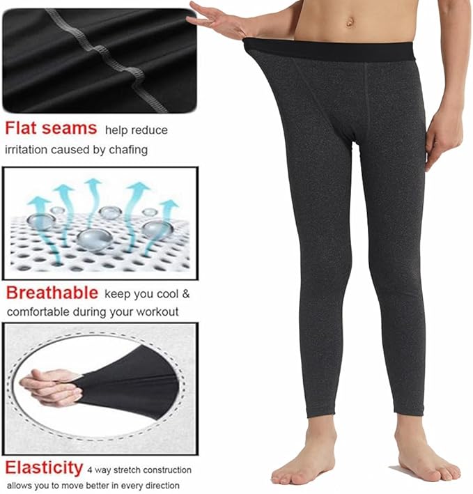 LANBAOSI Youth Boys Compression Leggings Athletic Pants Base Layer Football Workout Tight