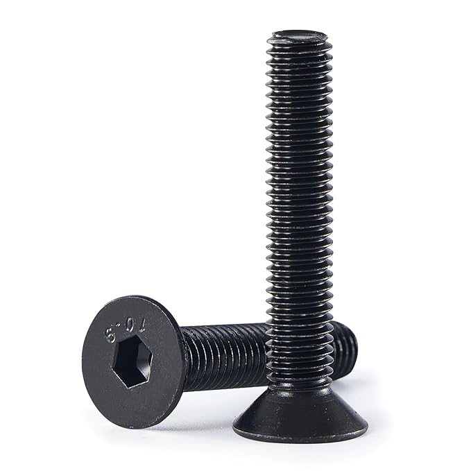 M8-1.25 x 70mm 10PCS Flat Head Hex Socket Cap Screws, Countersunk Bolts, 10.9 Grade Alloy Steel, Black Oxide Finish, Metric Allen Drive, Fully Threaded