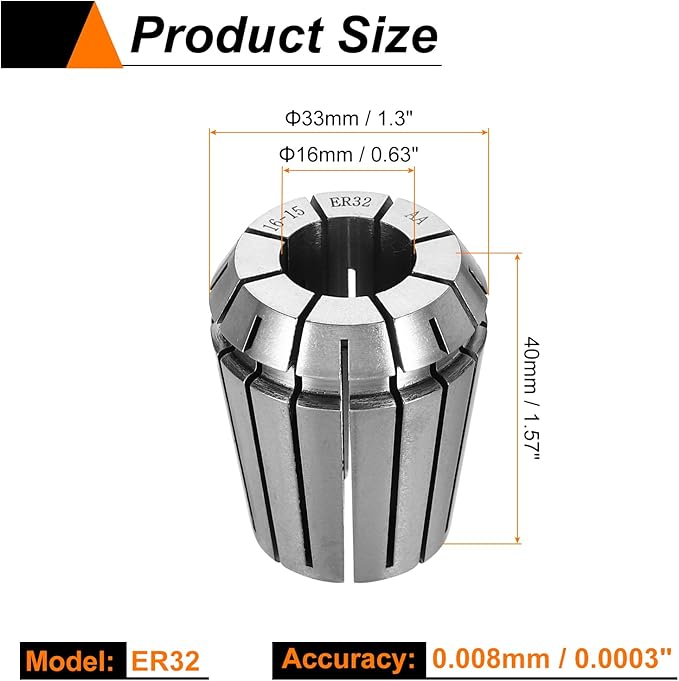HARFINGTON Spring Collet Chuck ER32 16mm 65Mn Spring Steel Precision Router Collets for CNC Engraving Milling Lathe Tool