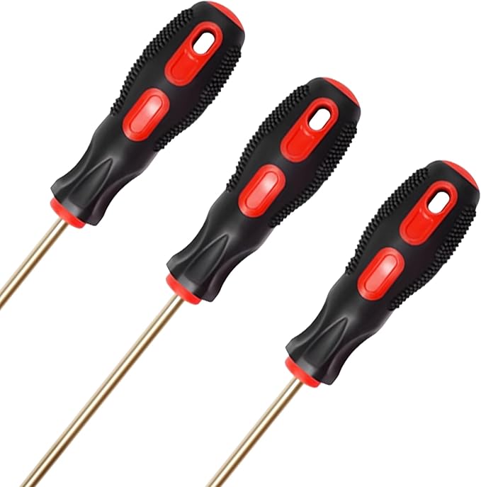 Non Sparking Flat Screwdriver 9mm (23/64 Inch) Flat Head, Length 350mm (13-25/32 Inchh) Beryllium Bronze Copper, Spark Free Safety, Non-Magnetic,Corrosion-Resistant, Die-Forge