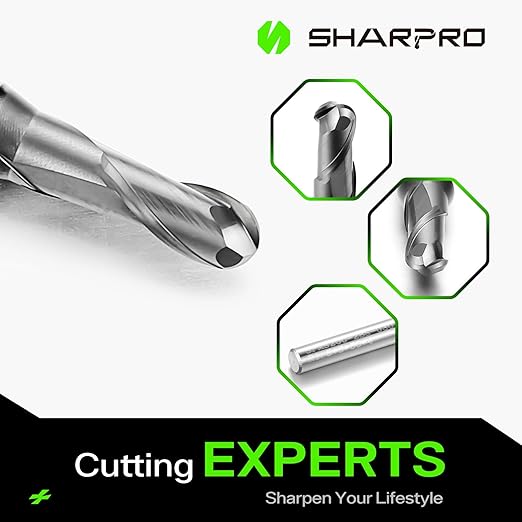 Carbide Ball Nose End Mill 2 Flute 4mm SHK. 3mm Cutting Dia. 3D Carving, High-Speed and Deep Cutting, AlCrN Coated, Apply for Alloy Steel, Stainless Steel and Various Cast Iron.