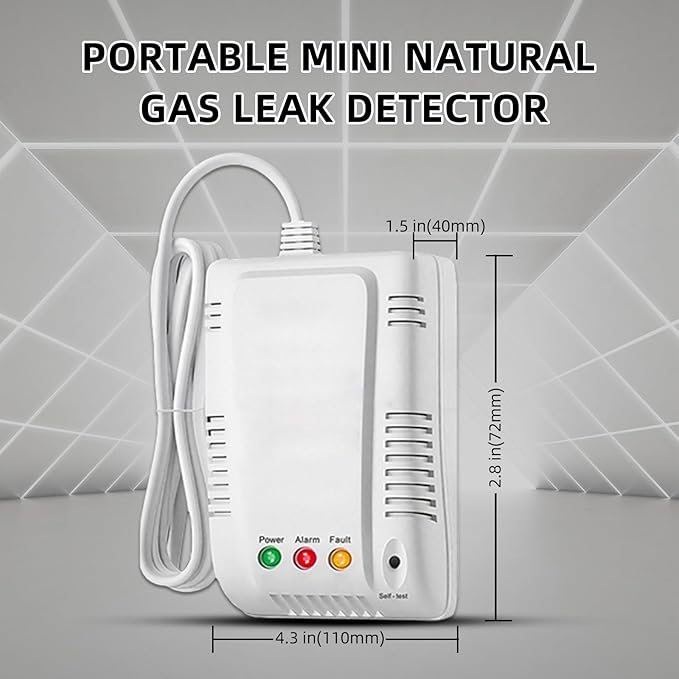 Household Combustible Gas Detector, JT-KBI5 RV Methane Gas Leak Detectors with Visible and Audible Alarm, Plug and Play with Advanced Chip Technology