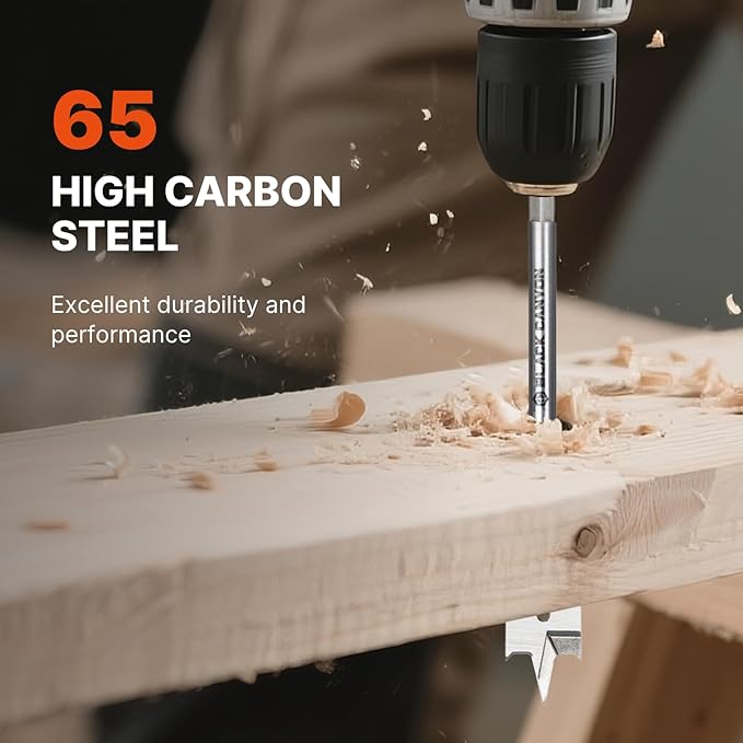 BLACK CANYON 13PCS Spade Bit Set for Wood, Heavy Duty Paddle Drill Bit Set with 1/4" to 1" Wood Drill Bits, High Carbon Steel Spade Bits for Woodworking, Construction, and Carpentry Projects