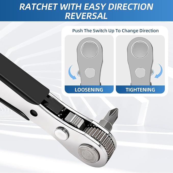 21-in-1 Right Angle Screwdrivers Set, 36-Tooth Mini Ratchet Screwdriver, 90째 Offset for Tight Spaces, Multi-head screwdriver Compact for DIY/Repairs, Gifts for Men