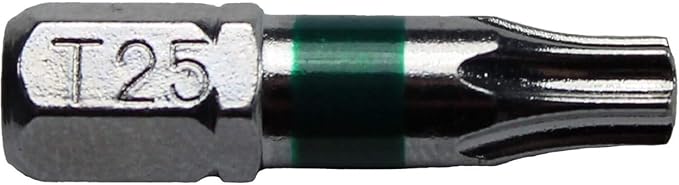 T25 x 1" Color-Coded Torx/Star Driver Bit - Precision Fit for T-25 Screws and Fasteners, 5-Pack