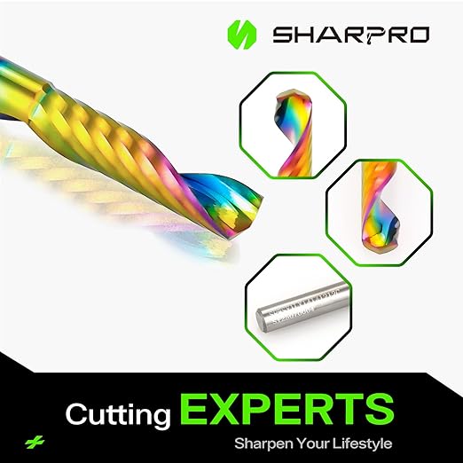 O Flute Upcut Spiral Router Bit 1/4 Inch Shank 1/4" Cutting Dia. 1" CL. 2-1/2"OVL. Carbide Single Flute CNC Router Bit, Ideal for Aluminum, Plastic, Acrylic, Wood, MDF and PVC