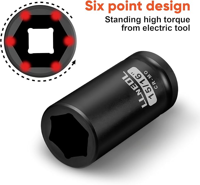 3/4 Inch Drive Socket Set, 12Pcs Impact Deep/Jumbo Sockets, Standard SAE 3/4" to 1-9/16", 6-Point CR-MO Heavy-Duty Big Socket Set for Large Vehicle & Equipment Maintenance