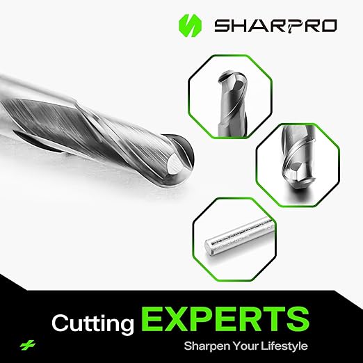 Carbide Ball Nose End Mill 2 Flute 4mm SHK. 4mm Cutting Dia. 3D Carving, High-Speed and Deep Cutting, AlCrN Coated, Apply for Alloy Steel, Stainless Steel and Various Cast Iron.