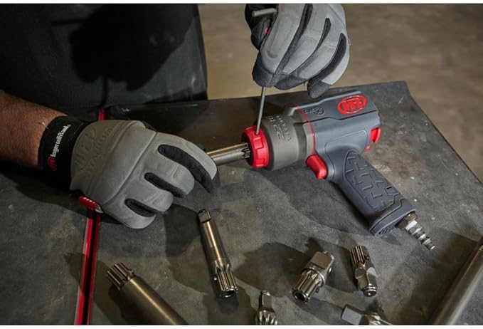 Ingersoll Rand 2236QTIMAX-2 DXS2 1/2" Air Impact Wrench, 2" Extended Anvil, Quiet, 1500 ft-lb Torque, Titanium Hammercase, Friction Ring Retainer, Pistol, Interchangeable Anvil, Multi-functional Tool