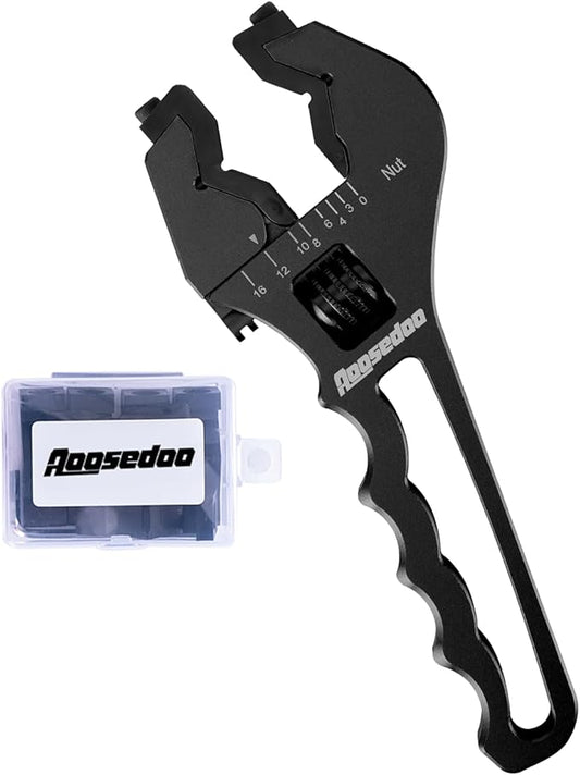 AOOSEDOO AN Fitting Wrench, AN Fitting Tool, AN Hose Fitting Wrench For 3AN-16AN Fittings Lightweight Aluminum Black. (With Anti-scratching Jackets)