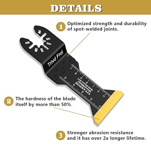 15 PCS Titanium Oscillating Saw Blades Metal Cutting, Universal Multitool Blades for Soft Metal Nails Hard Material and Wood Plastic, Multi Tool Blades Kits Fit Dewalt Bosch Milwaukee Ryobi
