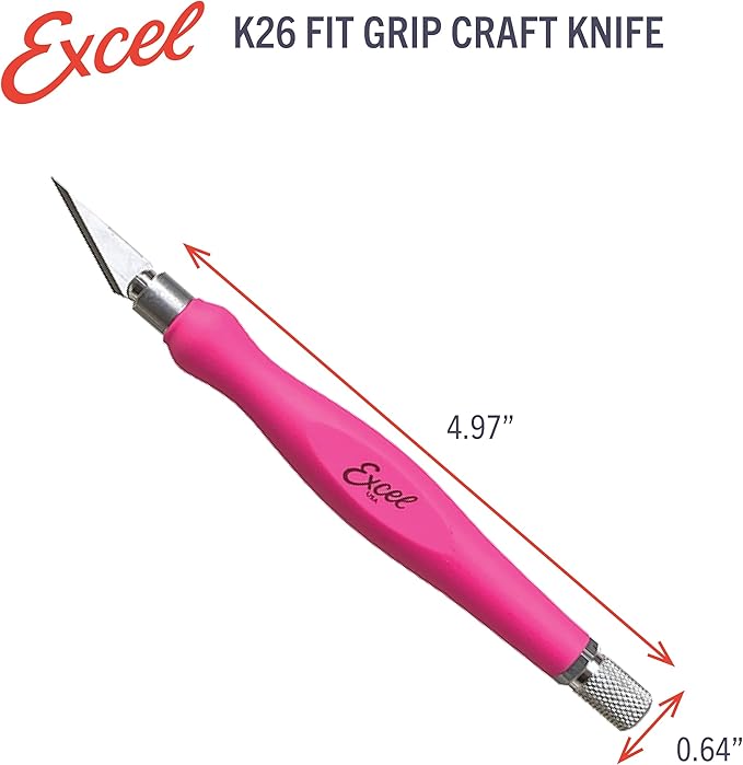 Excel Blades Fit Grip Craft Set, 3-Pack ??Ultra-Sharp #11 Carbon Steel Blade with Contoured Rubberized Grip ??Precision Hobby Knife for DIY, Art, and Hobby Projects ??Pink, Made in the USA