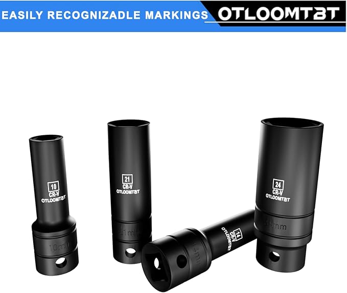 14-Piece 1/2-Inch Super-Rugged and Durable Impact Socket Set, Well-Made Industrial Grade Thicker Metric Deep Sockets & Socket Sets with Drill Socket Adapter 1/2 Drive, exceed than ANSI