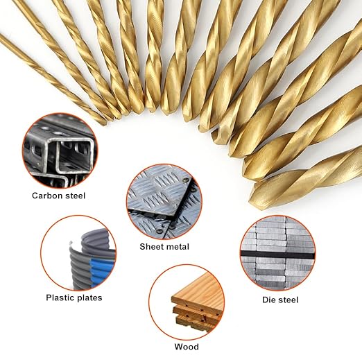COMOWARE 13pcs Left Hand Drill Bit Set, SAE (1/16" - 1/4"), HSS M2 Drill Bit, 135째 Split Point, Titanium Nitride Coated, Reverse Drills Bits for Metal/Plastic/Wood, with Index Case