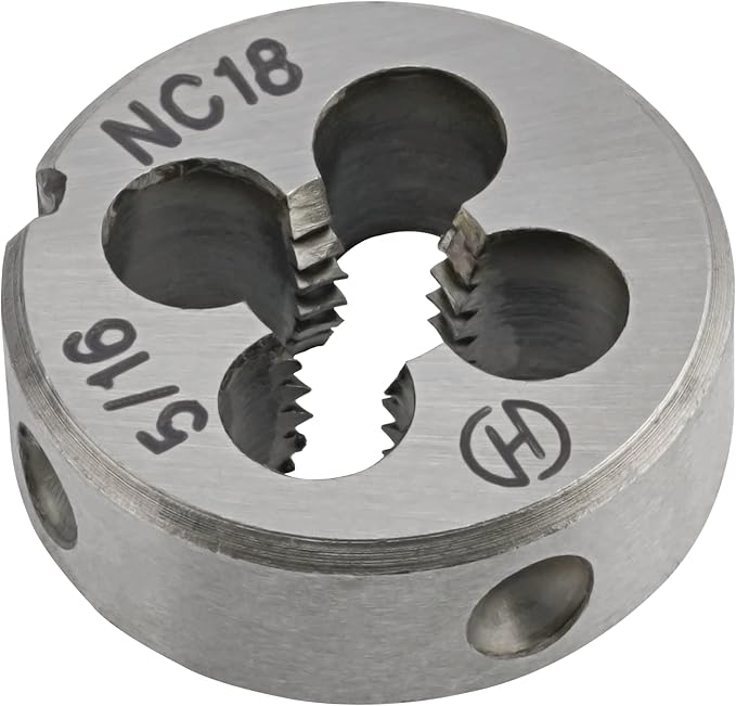 Aceteel 5/16"-18 UNC HSS Tap And Die Set, 5/16 x 18 UNC Machine Thread Tap And UNS Round Thread Die Right Hand