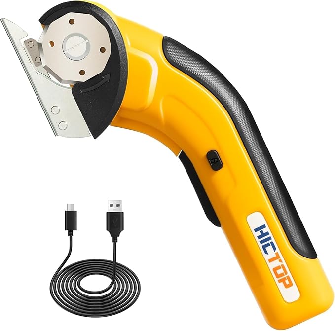 HICTOP Electric Scissors Cordless Cardboard Box Cutter Heavy Duty with Safety Lock 4.2V Rechargeable Electric Scissors for Cardboard, Carpet, Leather, Plastic, Fabric, Crafting, etc.