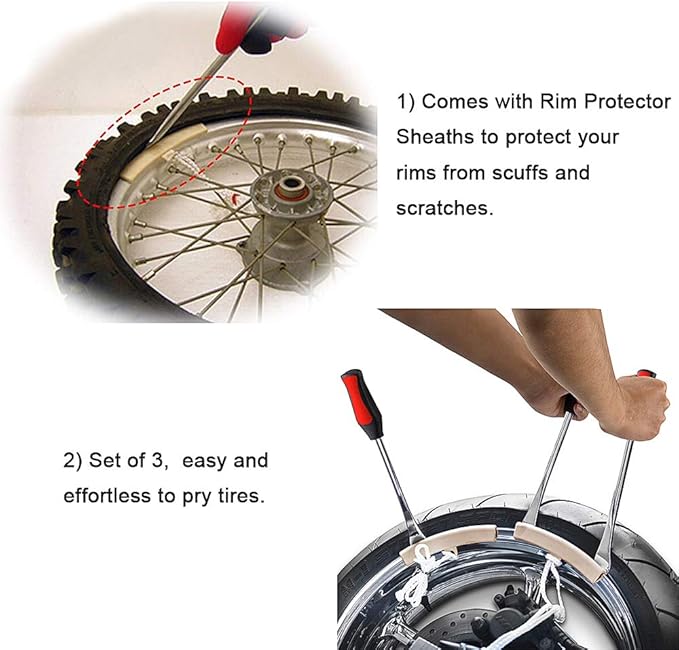 Asooll 11.5" Tire Spoons Motorcycle Tire Changer Tools Bike Tire Iron Levers Repair Kit with 3 Pcs Rim Protectors