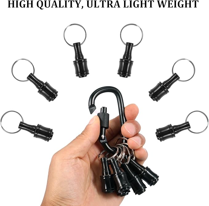 24Pcs Bit Holder Keychain 1/4inch Hex Shaft Screwdriver Bit Holder Portable Extension Bar Keychain Screw Adapter Aluminum Alloy Drill Extension Bit Holder with 4 Carabiner for Screw Driver