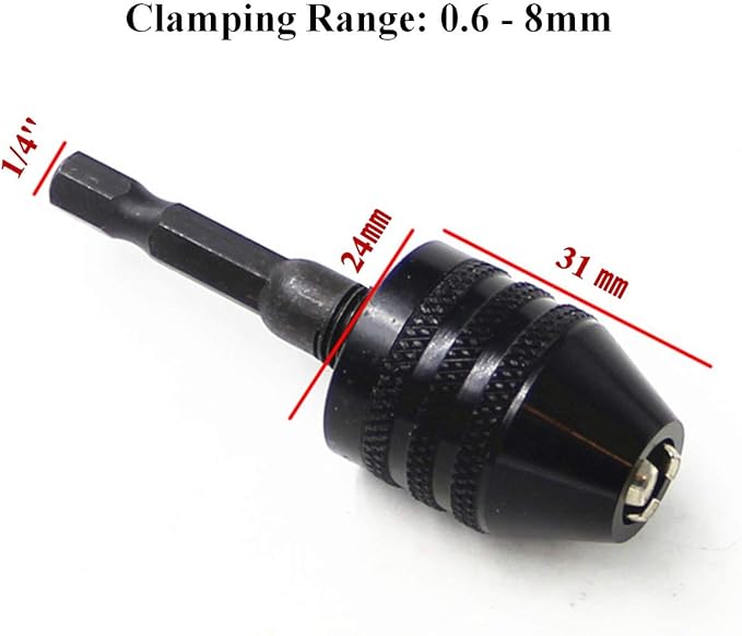 aiyun Drill Chuck Adapter - 2Pcs Drill Chuck for Impact Driver, Drill Bit Adapter Keyless Chuck 1/4 Hex Shank (0.6-8mm,0.3-3.6mm)