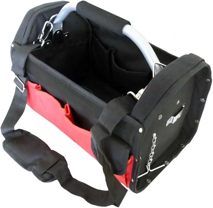 RAVEN 16" Red & Black Tool Carry-All | Premium Canvas with Multi-Pockets | Metal Handle & Rubber Feet | 16" x 7.5" x 10.25" | Best for Tools, Crafts & Supplies