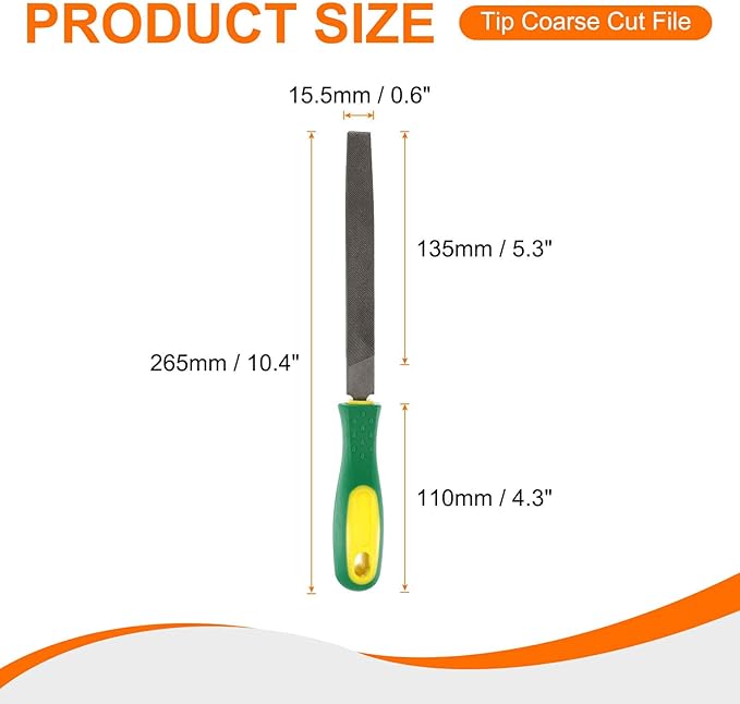 HARFINGTON Tip Coarse Cut File 6" Double Cut Teeth High Carbon Steel Hand Rasp File with Plastic Handle for Metal Wood Deburring Removing