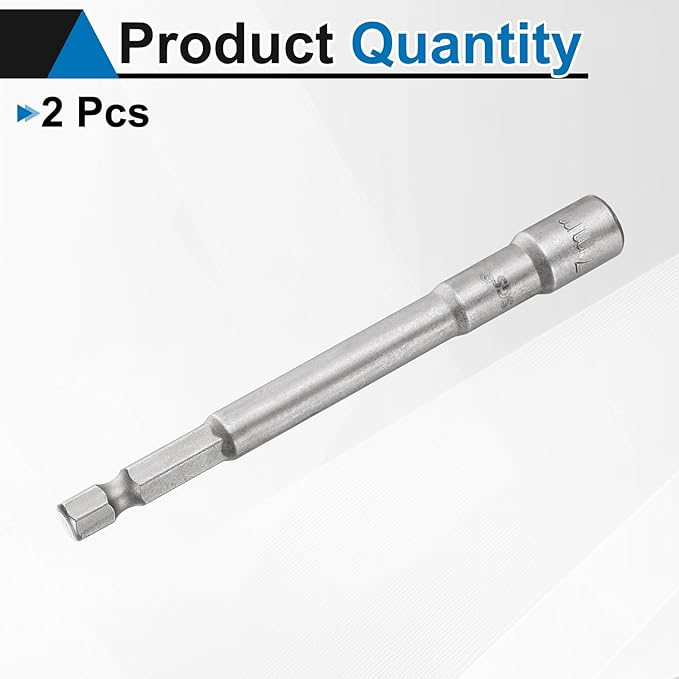 HARFINGTON 2pcs Nut Driver Drill Bit 7mm Metric Socket 1/4" Hex Shank 3.94" (100mm) Long Magnetic 6-Point Sockets Quick Change CR-V Steel Bolt Setters for Power Drill Drivers
