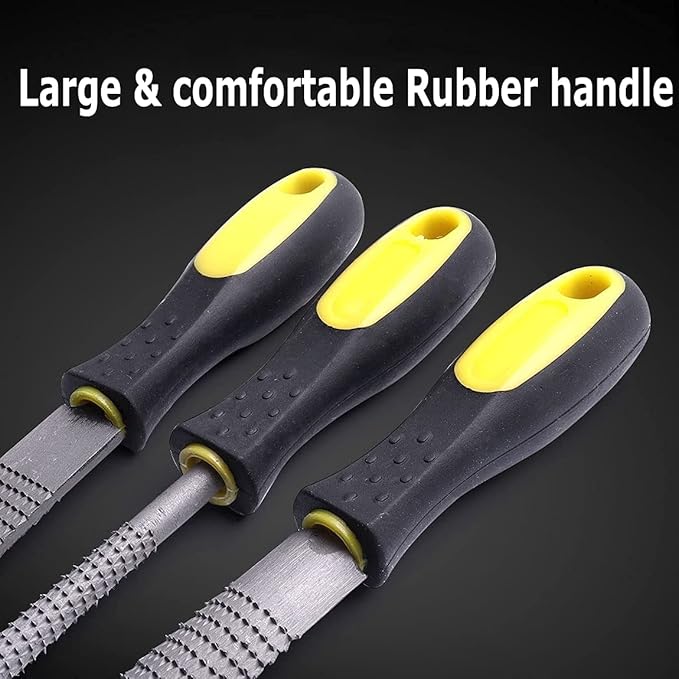 AihuiWood Rasp File Set 3 Pack Wood File Woodworking Files, Round, Half-round, Flat File Rasp High Quality Carbon Steel Rasp File for Woodworking Shaping, Sharping Wood