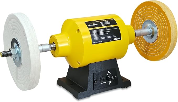 10 Inch Bench Buffer Polisher, Dual Speed 1750/3450RPM Electric Buffing Machine with Heavy Duty Cast Iron Based for Jewelry, Metal, Rock, Wood, Garage, Workshop