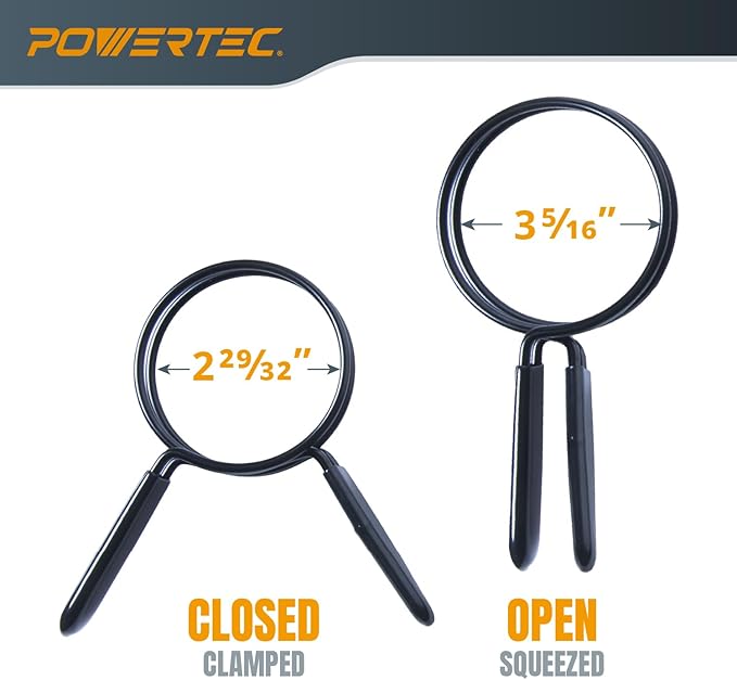 POWERTEC 3 Inch Double Loop Hose Clamps for Dust Collection Hose and Dryer Vent Hose, Quick Release Spring Clamps for Dust Collector and Dust Collection Fittings, 2 pack (70409)