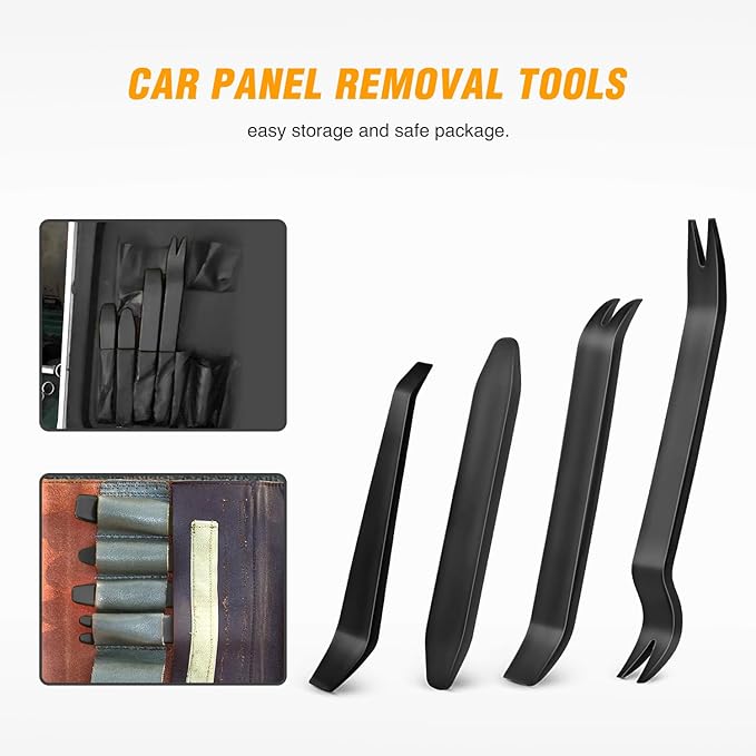 GOOACC Auto Trim Removal Tool Kit No-Scratch Tool Kit for Car Audio Dash Window Molding-4PCS (Black)