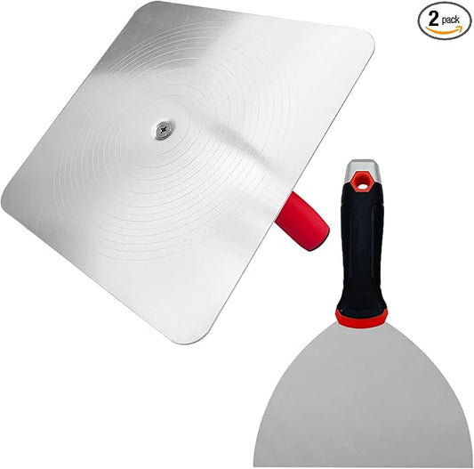 Drywall Hand Tool Kit, 12??Stainless Steel Hawk & 6??Putty Knife, Masonry Mud Hawk Set for Cement, Mortar and Drywall Finishing
