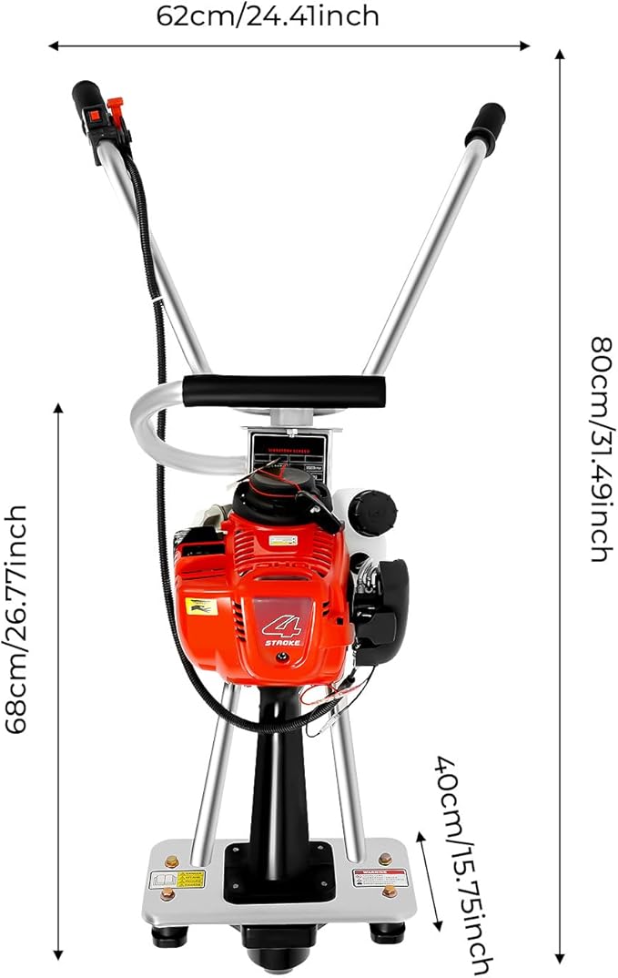 4-Stroke Gas Concrete Vibrating Machine, 900W 35.8CC Commercial Power Screed Vibrating Screed Power Unit Concrete Wet Screed Gasoline Cement Vibrator with 0.65L Fuel Tank for Pavement & Bridge Decks