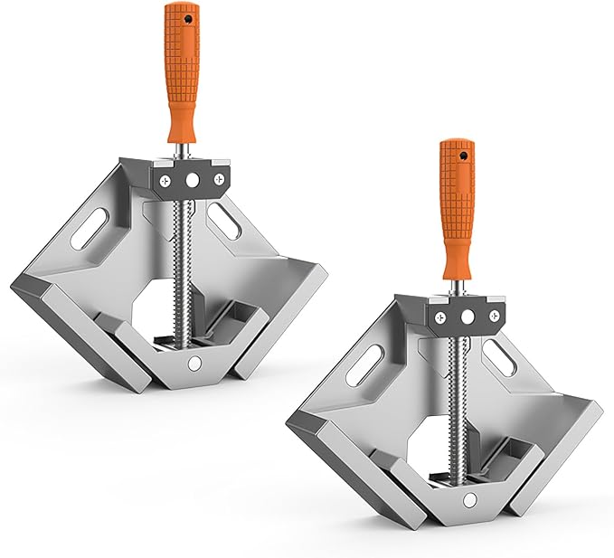 huachuanghc Corner Clamp, 2pcs 90 Degree Right Angle Clamp with Adjustable Aluminum Alloy Swing Jaw, Single Handle Clamps for Woodworking Tools Photo Framing, Present for Men Dad 11.1 Inch