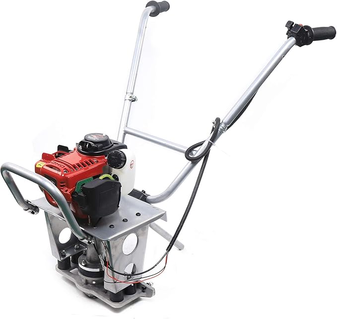 Eapmic Concrete Vibrating Screed Engine, 4-Stroke 1.2HP 35.8CC Gasoline Concrete Vibrating Leveling Machine Aluminum Frame Cement Concrete Surface Finishing Machine Without Leveling Board