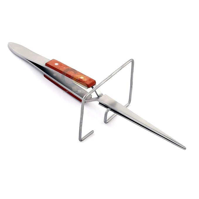 6-1/4" Straight Fiber-Grip Cross-Locking Tweezers with Stand for Soldering Welding Jewelry Making Repair Tool by G.S Online Store