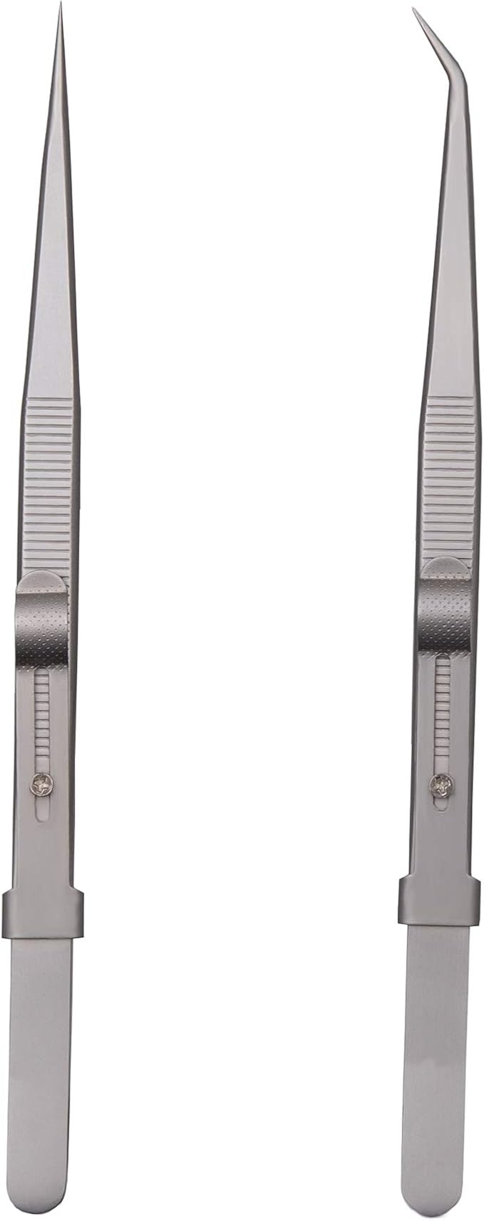 Tweezers, Precision Tweezers Set, Anti-Static Stainless Steel Curved of Tweezers, for Electronics, Laboratory Work, Jewelry-Making, Craft, Soldering, Etc（2 PCS）