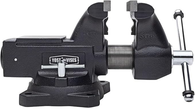 Yost HD650-C Heavy Duty 6-1/2 Inch Mechanics Work Bench Vise | Heavy Duty Woodworking & Metal Work Table with Secure Grip Swivel Base | 60,000 PSI Casting Iron Material with Extra-large Anvil Surface