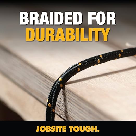 DEWALT Heavy Duty USB to Lightning Cable [Apple MFiCertified] Durable iPhone Charger, Lightning Cables, Fast Charging iPhone Charger Cord Compatible w/iPhones 14/13/12/11 Pro Max iPad AirPods, 4FT