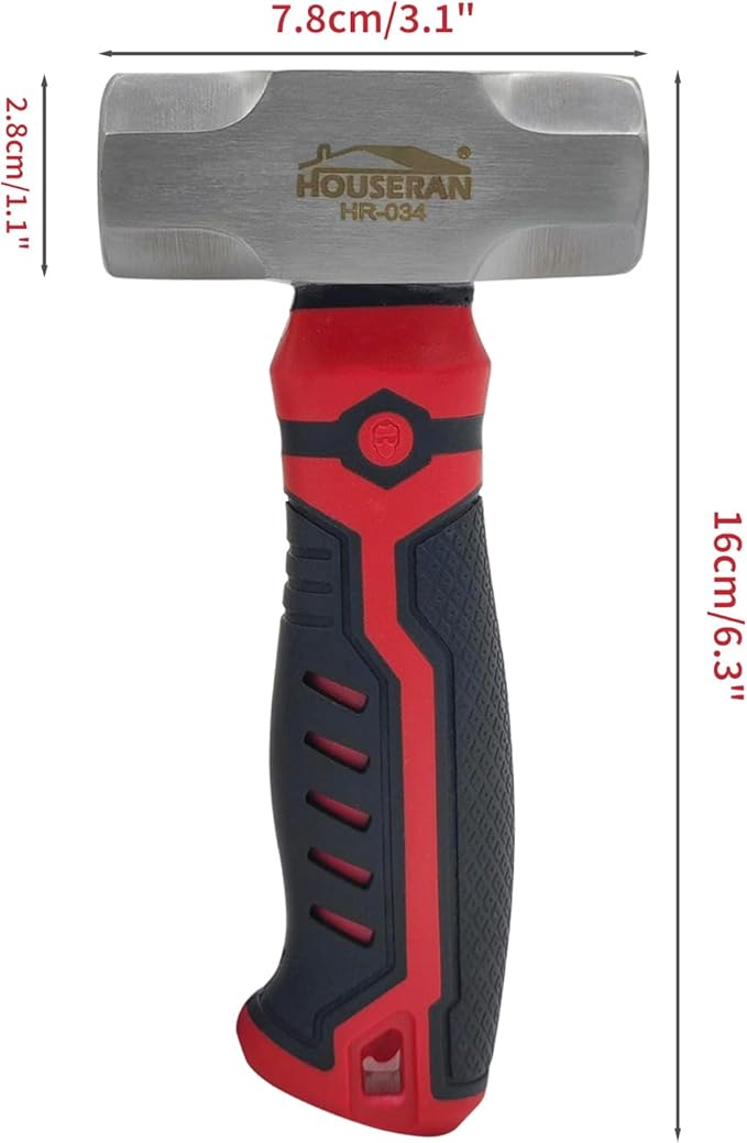 Sledge Hammer, Mini Sledge Hammer, 1.24lb Sheet Metal Hammer, Drilling Hammer, Small Hammer for Women, Non-Slip Handle, for Demolition, Piling, Rock and Concrete Hammering, Red and Black